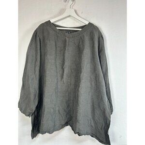 Vintage Blue Fish Women’s Size 2 Hemp Silk Gray Tunic Top Lagenlook Artsy Boho